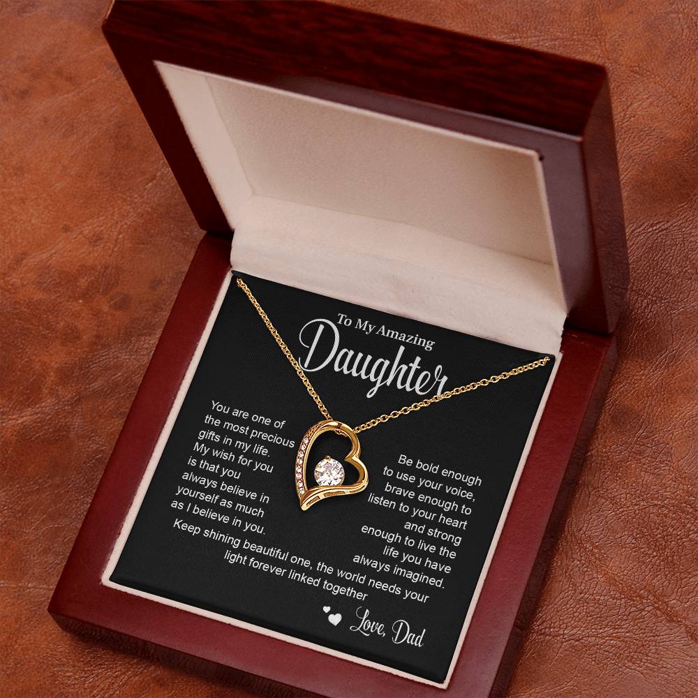 Daughter Necklace Gift from Dad with Message Card