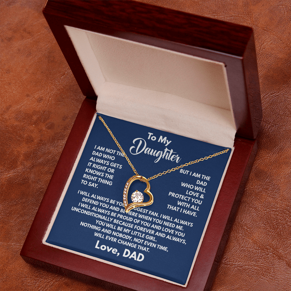To My Daughter Necklace from Dad Pendant with Emotional Message Card Birthday, Christmas Gift