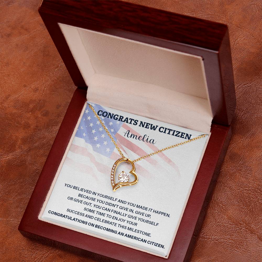 Congrats Necklace For New U.s. Citizen Amelia Necklace For New U.s. Citizen Gift For New American Citizen Necklace With Citizenship Message U.s. Citizenship Achievement Gift Necklace For Proud U.s. Citizen Necklace For Citizenship Success