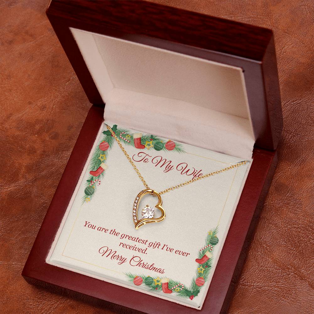 Christmas Heart Necklace Gift for Wife Message Card Included