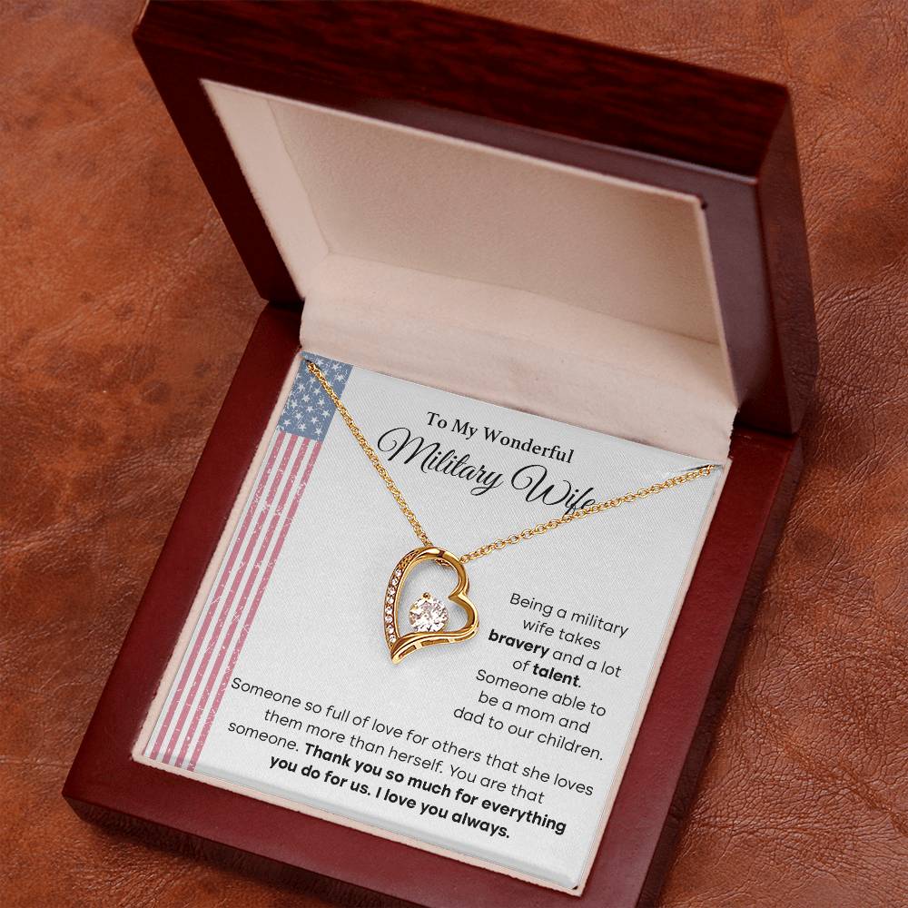 To My Wonderful Military Wife Heartfelt Jewelry Gift Military Wife Jewelry Supportive Necklace For Wives Bravery And Strength Jewelry Love And Appreciation Necklace Thank You Jewelry Gift Forever Loved Necklace Unique Jewelry For Wives