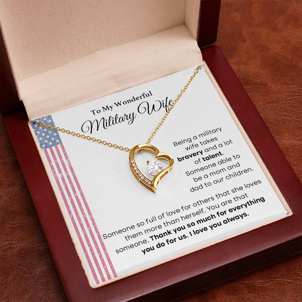 To My Wonderful Military Wife Heartfelt Jewelry Gift Military Wife Jewelry Supportive Necklace For Wives Bravery And Strength Jewelry Love And Appreciation Necklace Thank You Jewelry Gift Forever Loved Necklace Unique Jewelry For Wives