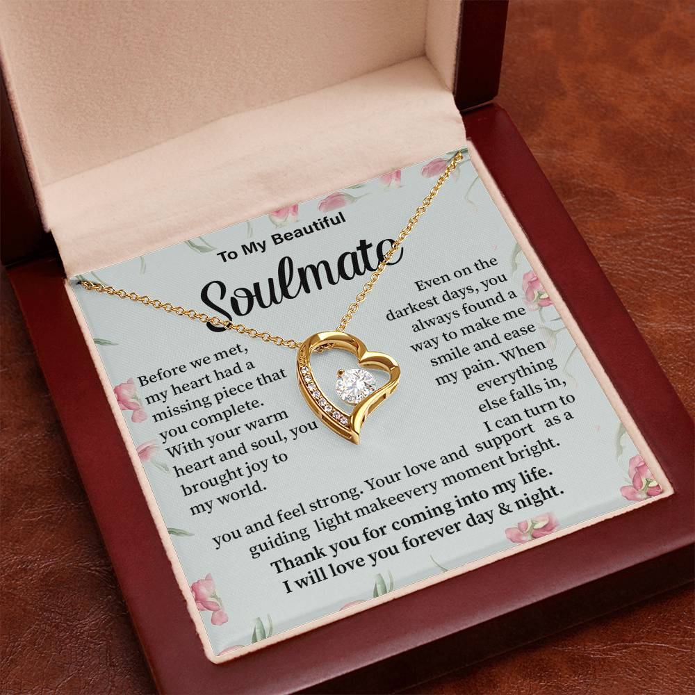 Soulmate Necklace Gift for Her – Romantic Message Card