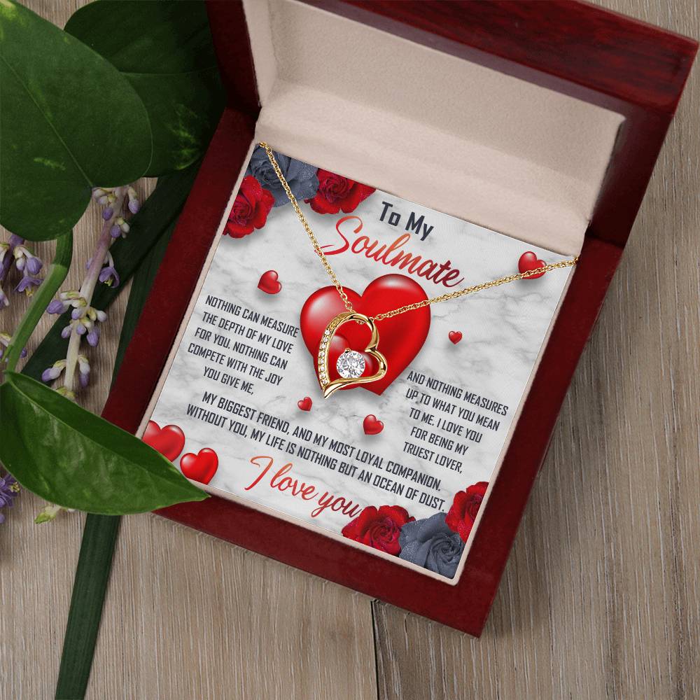 To My Soulmate Necklace Gift- Nothing Can Measure The Depth Of My Love For You, Valentine's Day Soulmate Jewelry With A Meaningful Message Card.