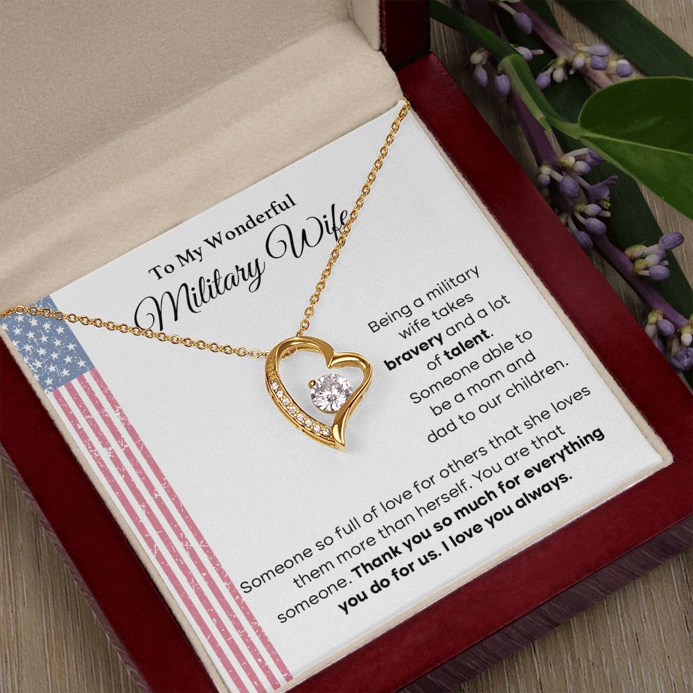 To My Wonderful Military Wife Heartfelt Jewelry Gift Military Wife Jewelry Supportive Necklace For Wives Bravery And Strength Jewelry Love And Appreciation Necklace Thank You Jewelry Gift Forever Loved Necklace Unique Jewelry For Wives