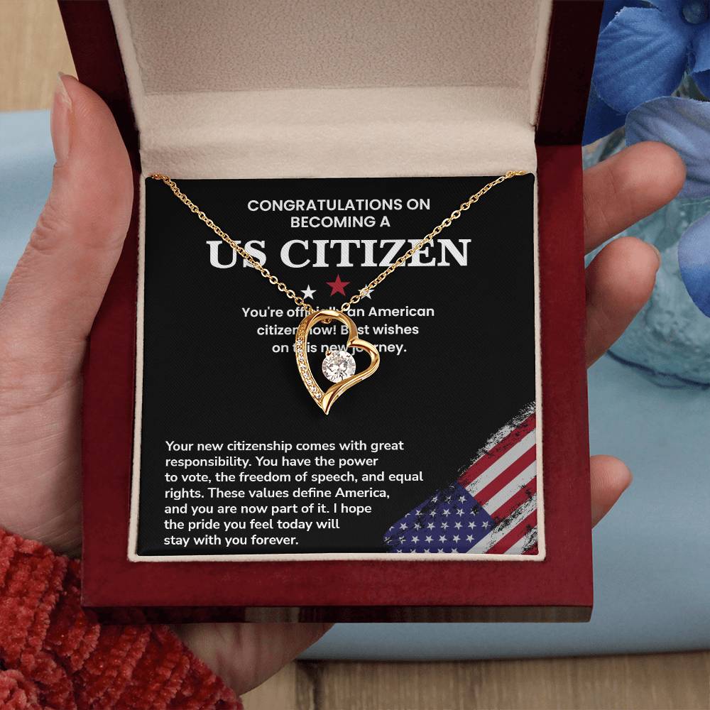 Congratulations Necklace For New U.s. Citizen Necklace For New U.s. Citizen Necklace With Citizenship Message Necklace For Official U.s. Citizen Necklace For New U.s. Patriot Jewelry For New U.s. Citizen Gift For U.s. Citizenship Ceremony