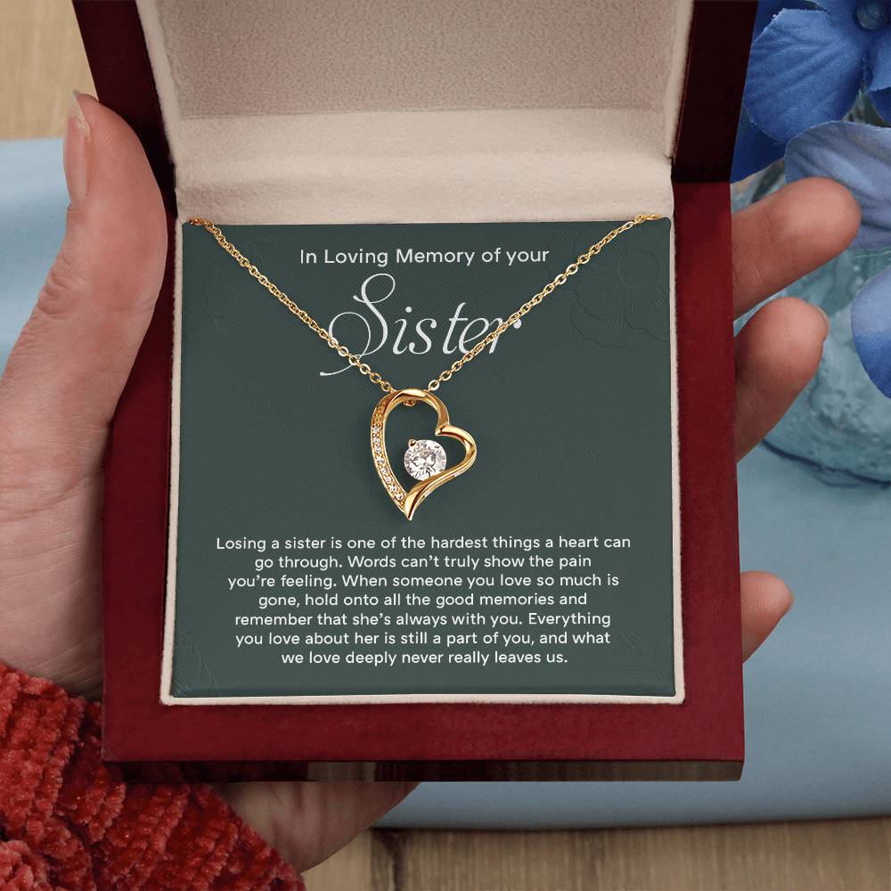 In Loving Memory Necklace For Sister – Sentimental Memorial Jewelry Gift, 'always In Your Heart,' Comforting Keepsake For Love And Cherished Memories