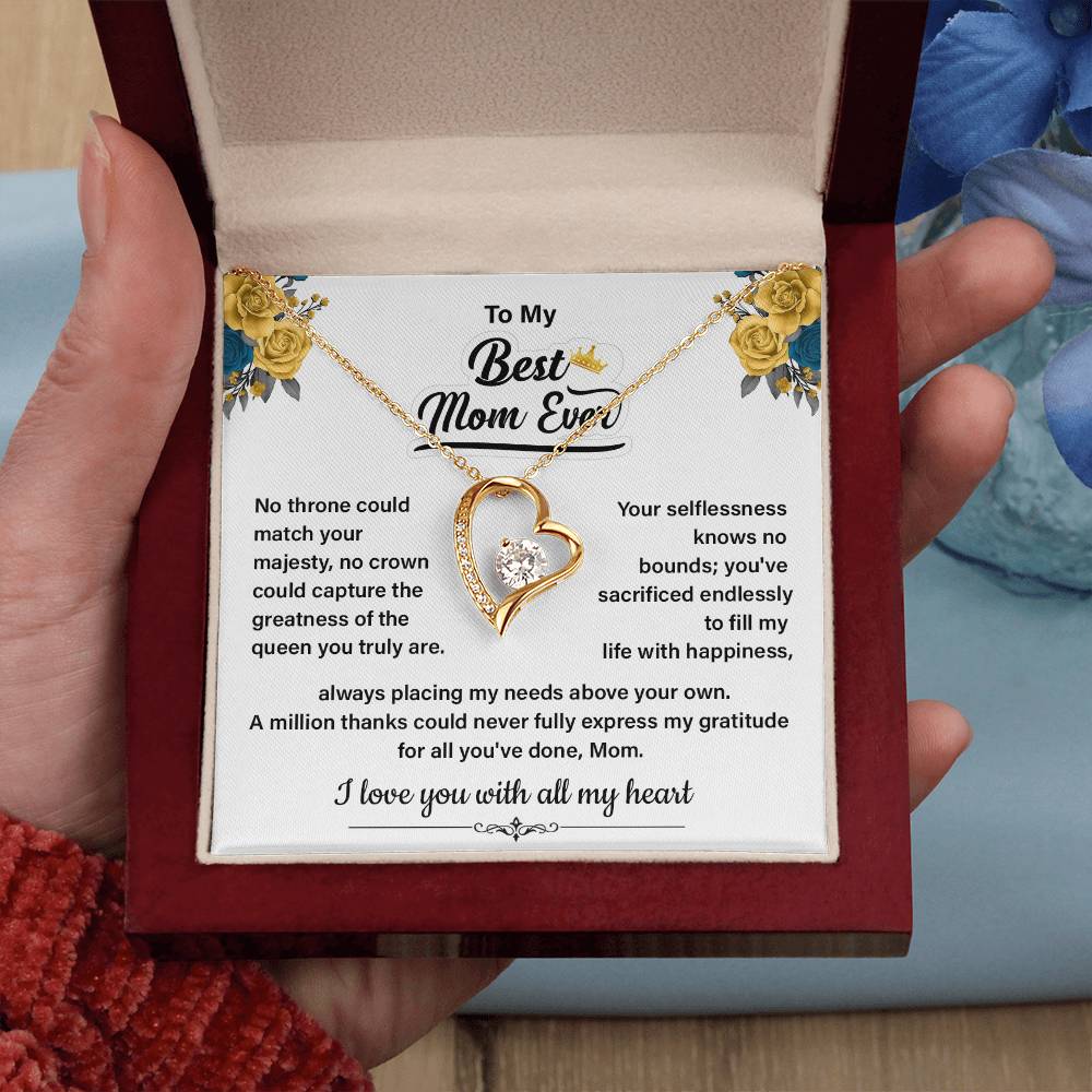 Best Mom Ever Necklace Gift From Daughter Message Card