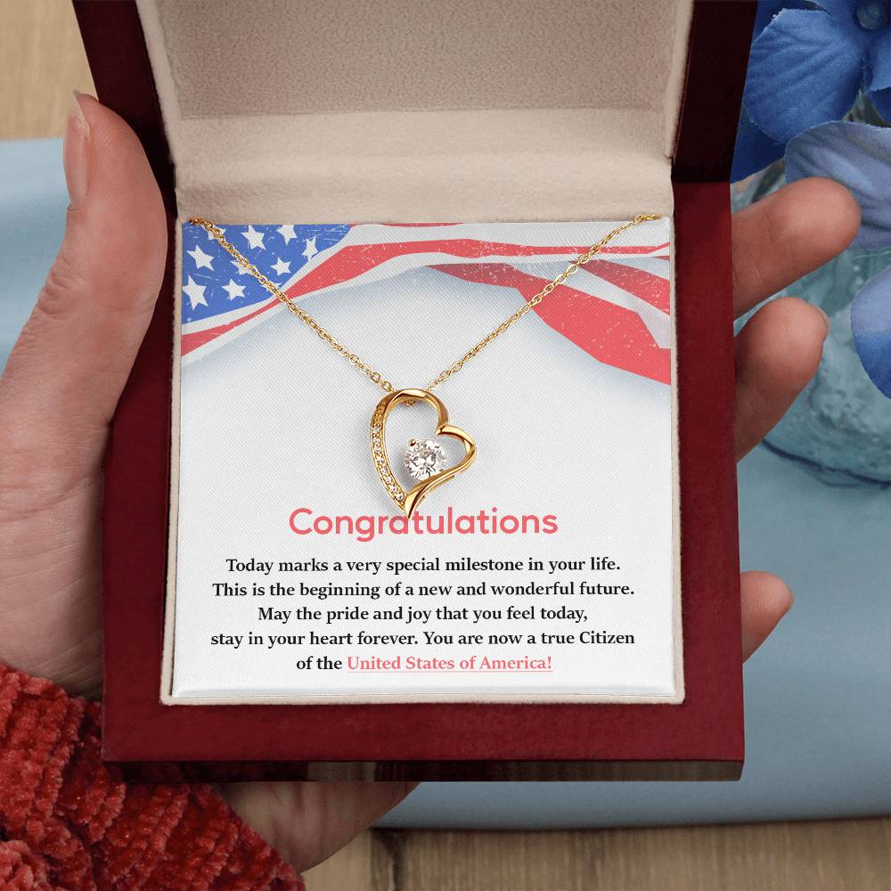 Congratulations Necklace For New U.s. Citizen Necklace For New U.s. Citizen Gift For New American Citizen Necklace With Citizenship Message Necklace For Official U.s. Citizen Gift For New U.s. Patriot Jewelry For New U.s. Citizen Jewelry For U.s.