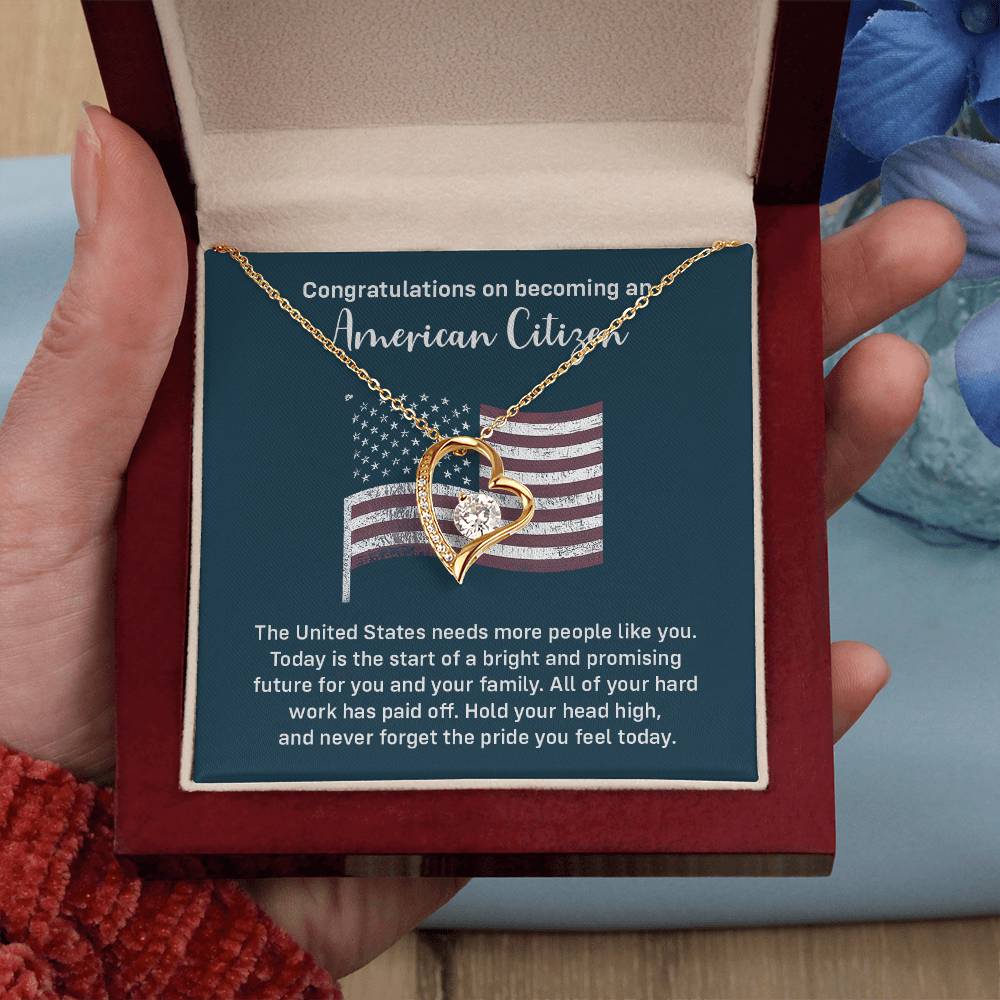 Congratulations Necklace For New American Citizen Necklace For New American Citizen Necklace With Citizenship Message Gift For New American Adventure Necklace For Pursuing Your Dreams Necklace For New Adventure As U.s. Citizen