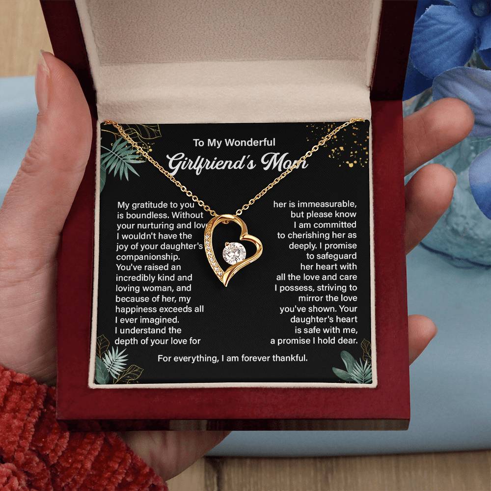 To My Wonderful Girlfriend's Mom, Forever In My Heart Necklace Heartwarming Bond Necklace Thank You Gift Necklace Beautiful Journey Necklace Family Bond Necklace Emotional Connection Necklace