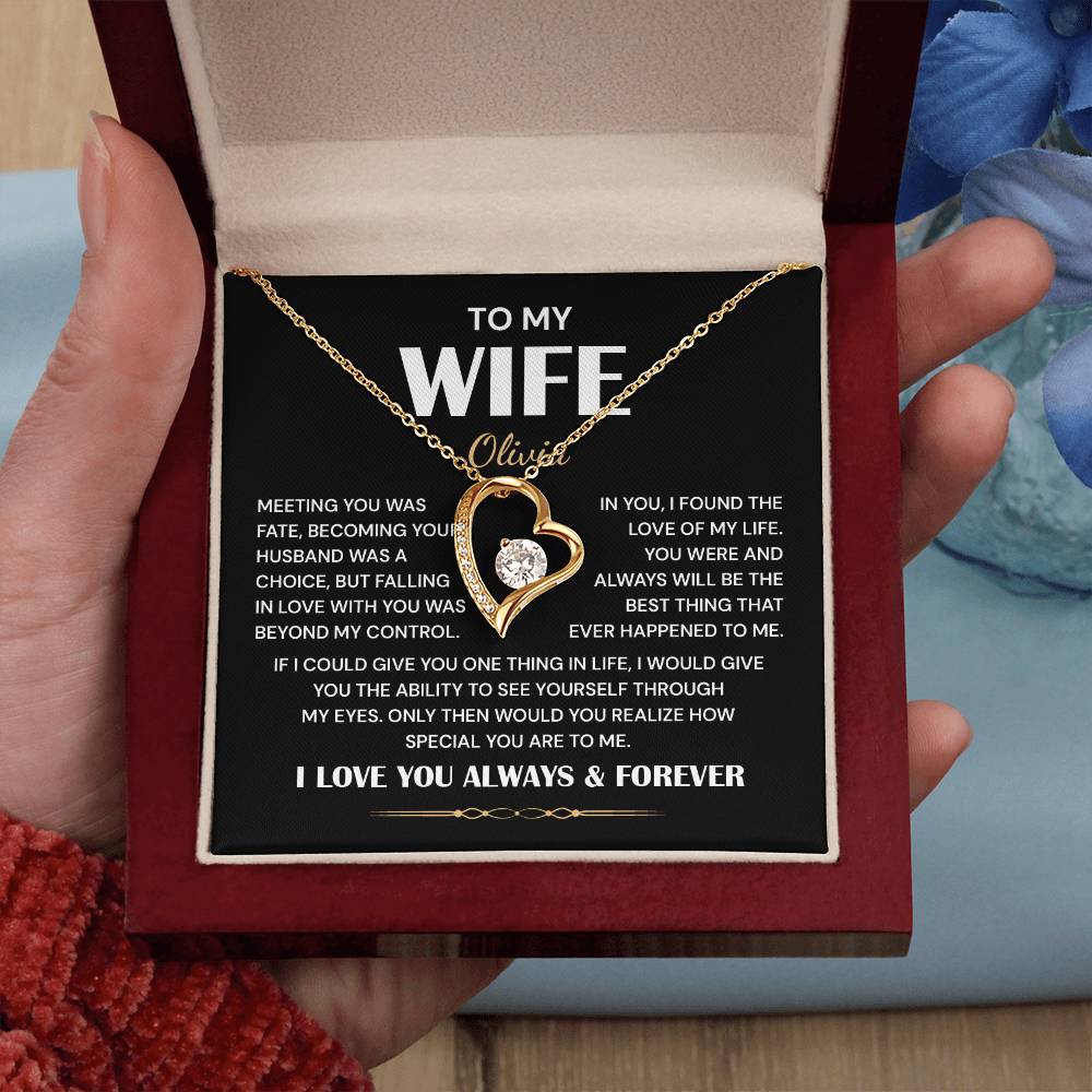 To My Wife Heart Necklace - Personalized Name Gift for Wife With Romantic Jewelry