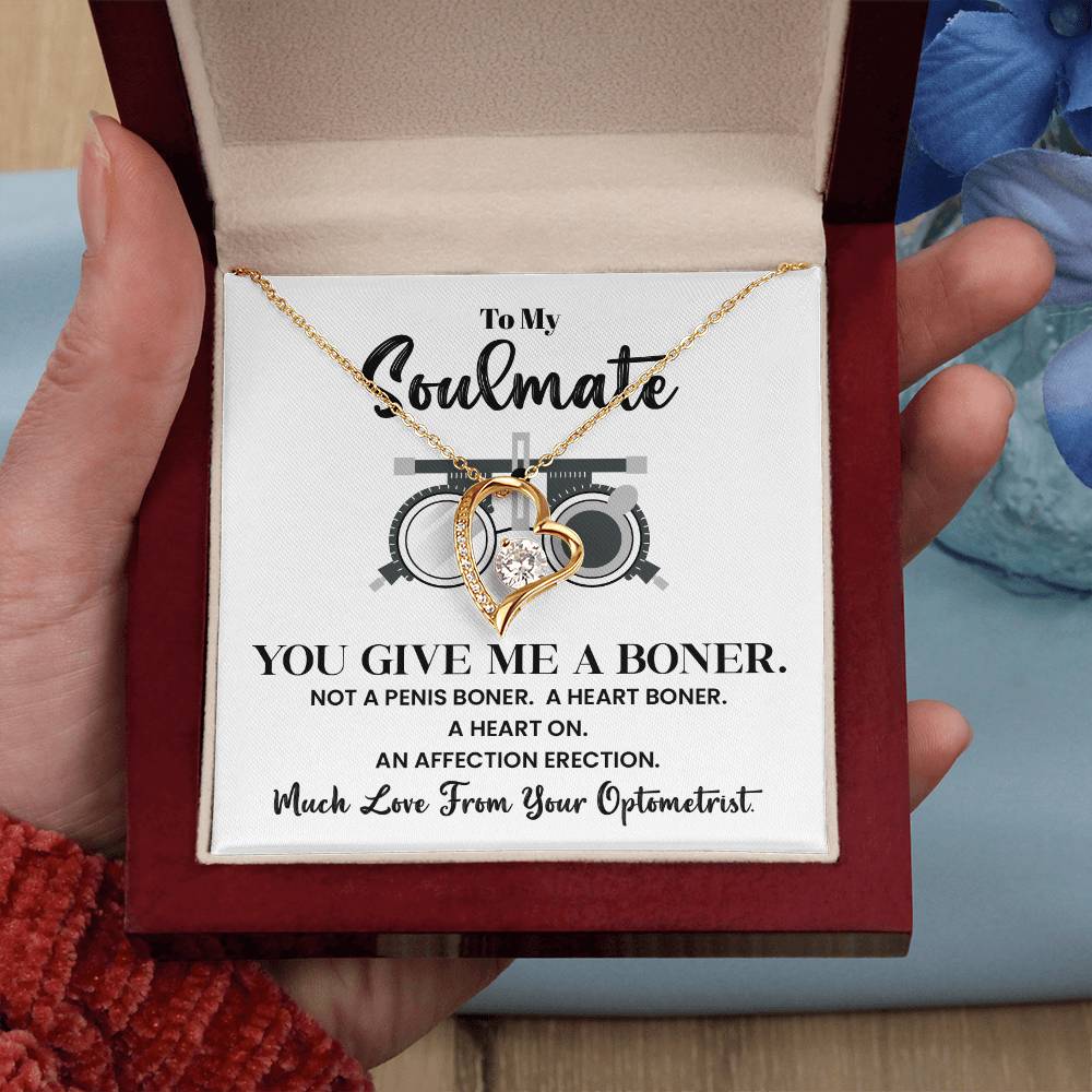 Funny Soulmate Necklace Gift from Optometrist – Message Card