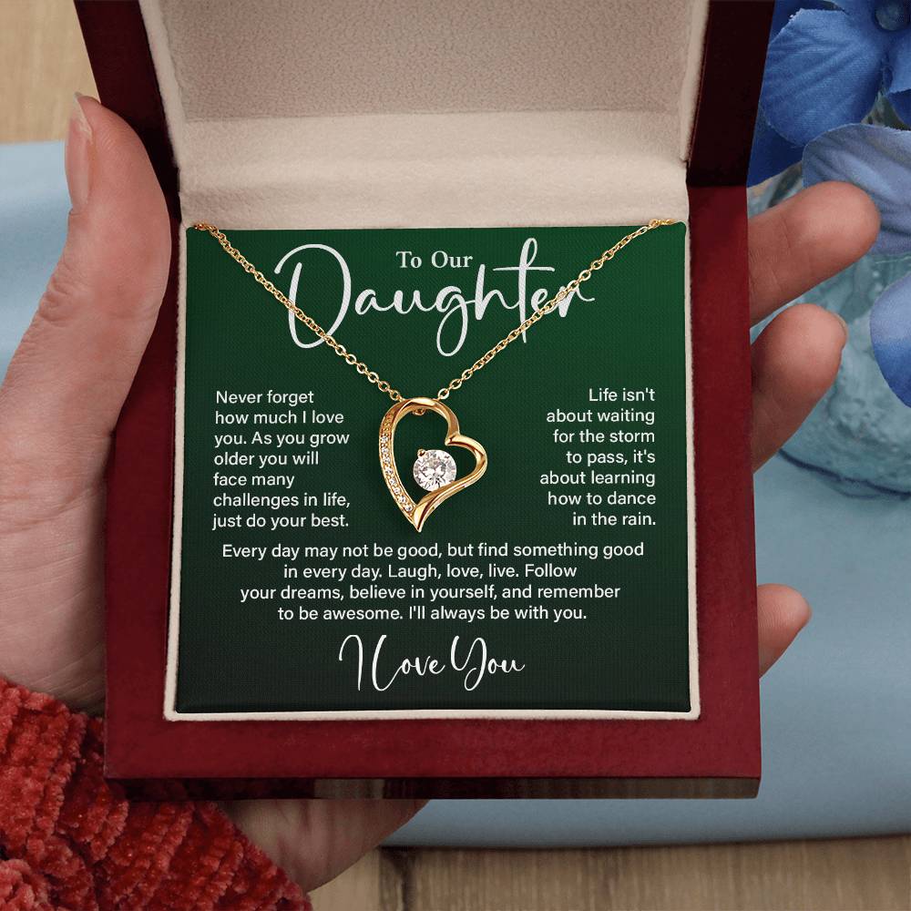 Daughter Gift from Mom and Dad – Love You Heart Necklace