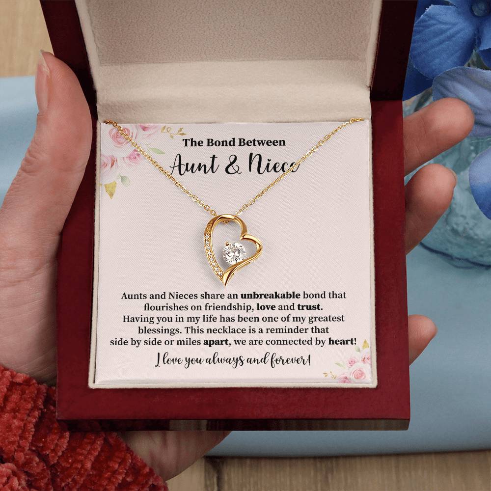 Aunt and Niece Necklace Heart Necklace Gift for Niece from Aunt with Friendship Message Card