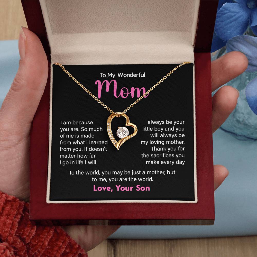 To My Wonderful Mom, Inspirational Gift Necklace For Mother Best Friend Necklace For Loving Best Christmas Necklace Gift Sentimental Necklace Gift Wonderful Necklace Gift From Son Thank You Mom Necklace Heartfelt Necklace For Loving Person