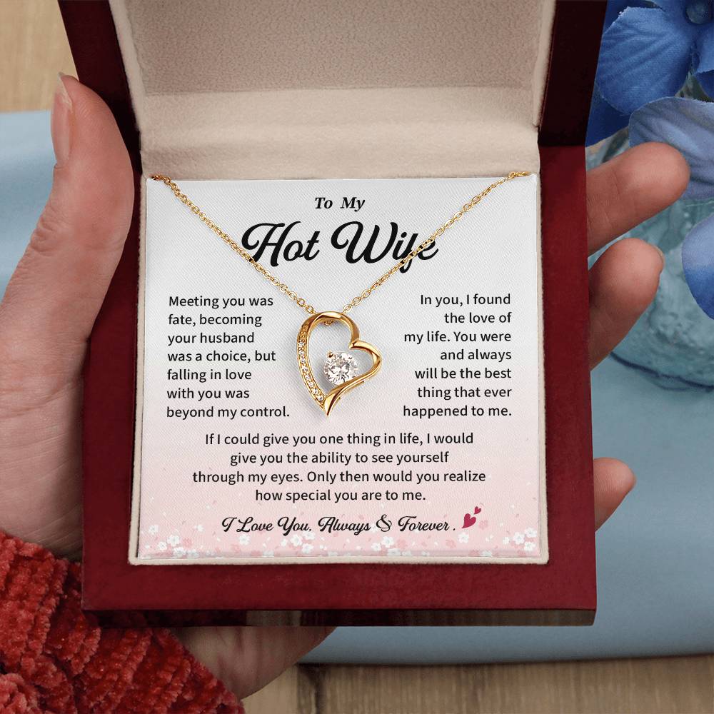 Hot Wife Necklace Gift from Husband Romantic Jewelry with Message Card and Gift Box