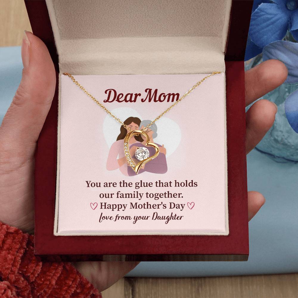 Dear Mom Family Glue Pendant Elegant Jewelry For A Mother’s Day Gift Sweet Gift For A Wonderful Woman Heartfelt Necklace Sentimental Jewelry Thank You Pendant Gift For A Special Mom Sweet Pendant For Family Love