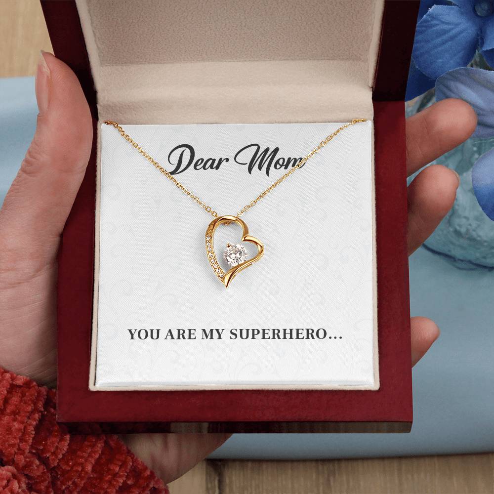 Dear Mom, Inspirational Gift Necklace For Mother Heart Pendant Necklace Best Friend Necklace For Loving Necklace With Message Of Love And Admiration Best Christmas Necklace Gift Best Family Necklace Gift Superhero Mom Necklace Gift