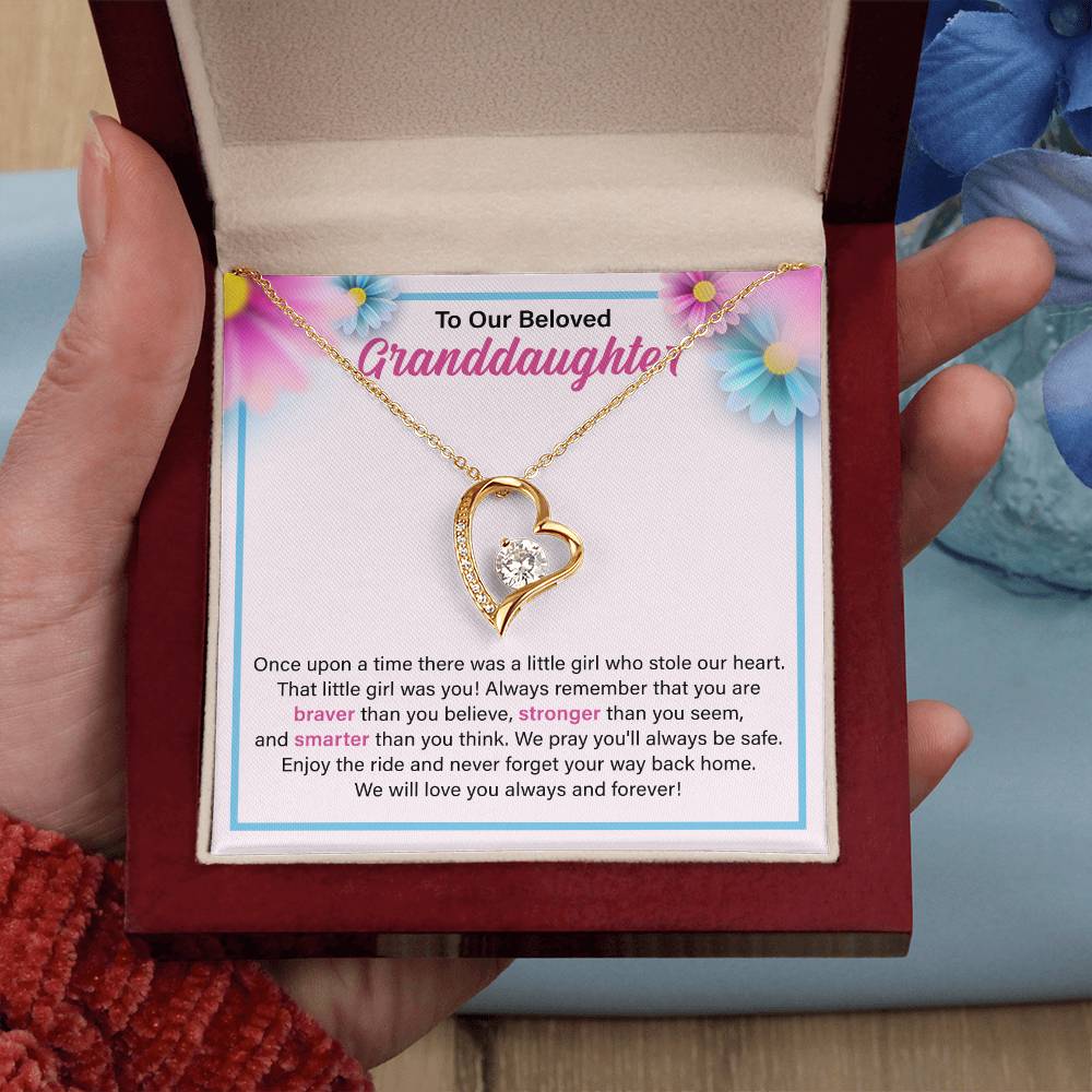 To Our Beloved Granddaughter Necklace, Necklace for Granddaughter, Granddaughter Gifts from Grandma or Grandpa, We Will Love You Always And Forever.