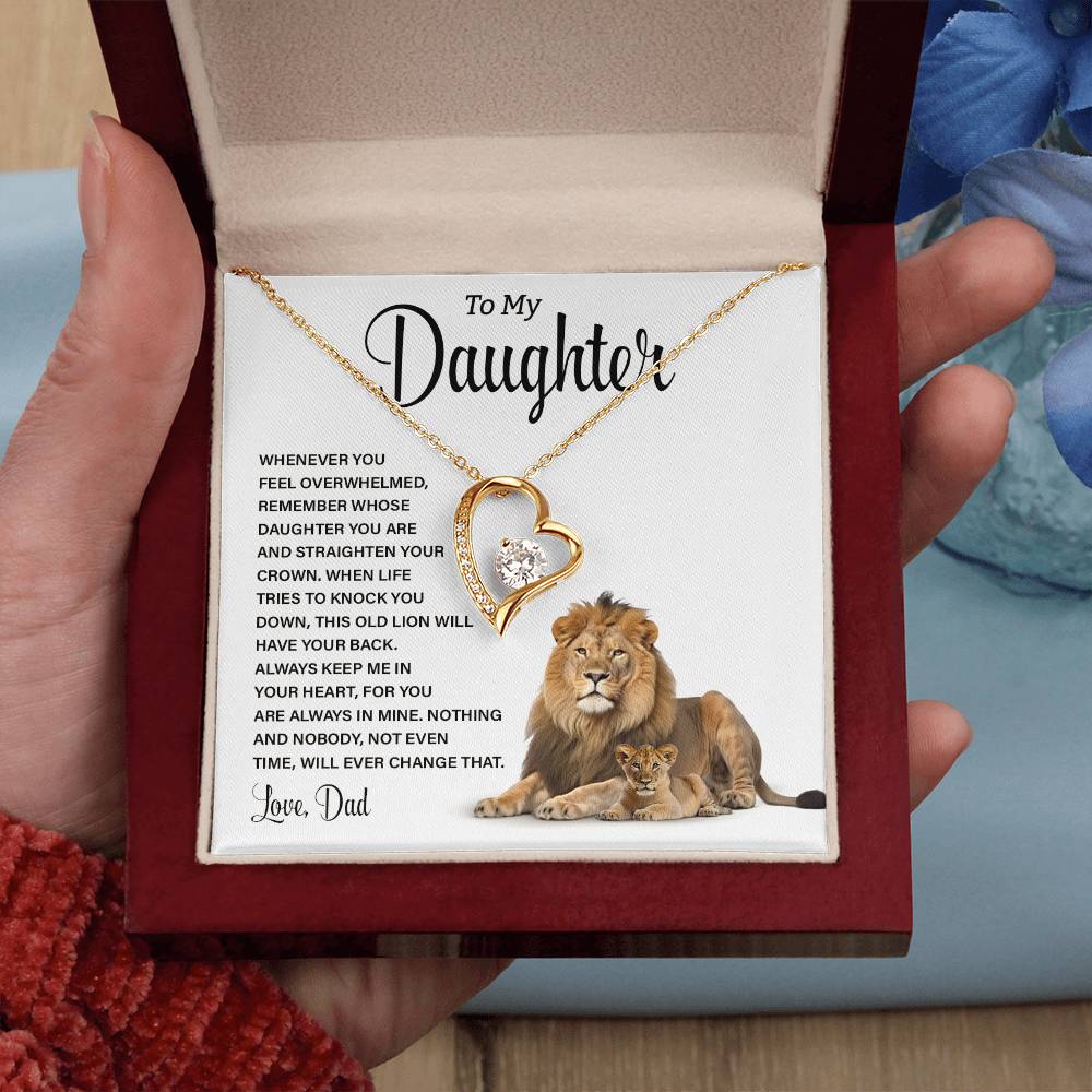 To My Daughter Lion Necklace from Dad – Strength & Love Message Card