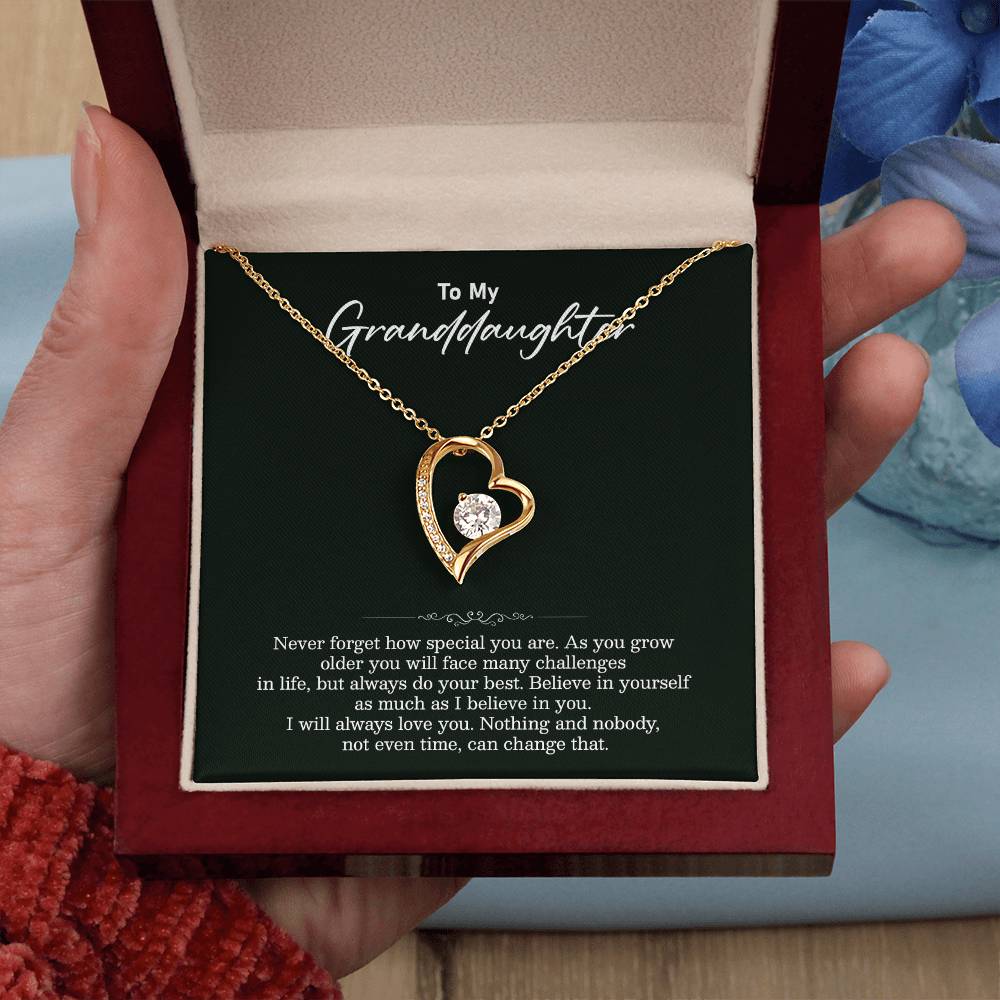 Granddaughter Heart Necklace Gift with Loving Message