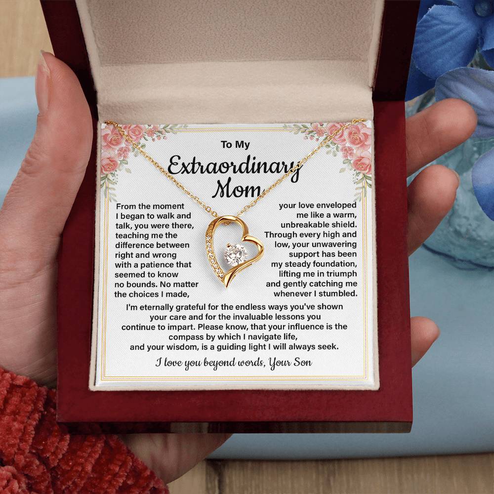 Extraordinary Mom Necklace Gift with Message Card