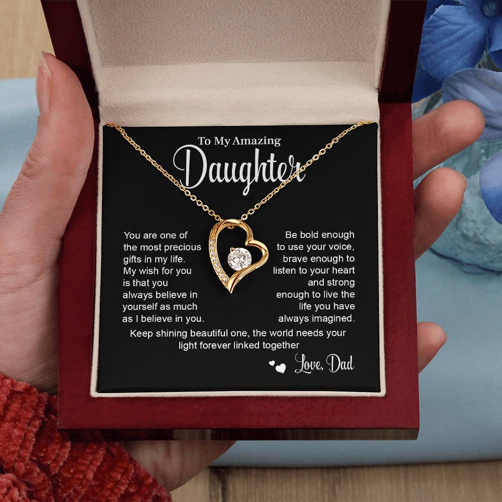Daughter Necklace Gift from Dad with Message Card