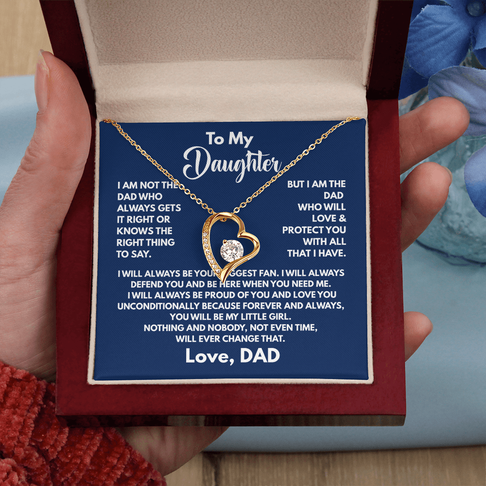 To My Daughter Necklace from Dad Pendant with Emotional Message Card Birthday, Christmas Gift