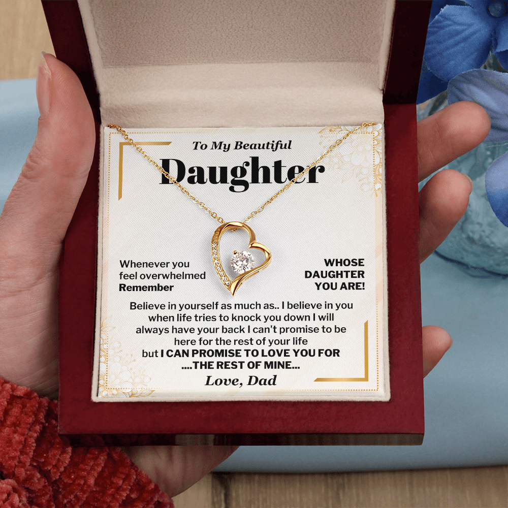 Daughter Necklace Gift from Dad Support Message Card
