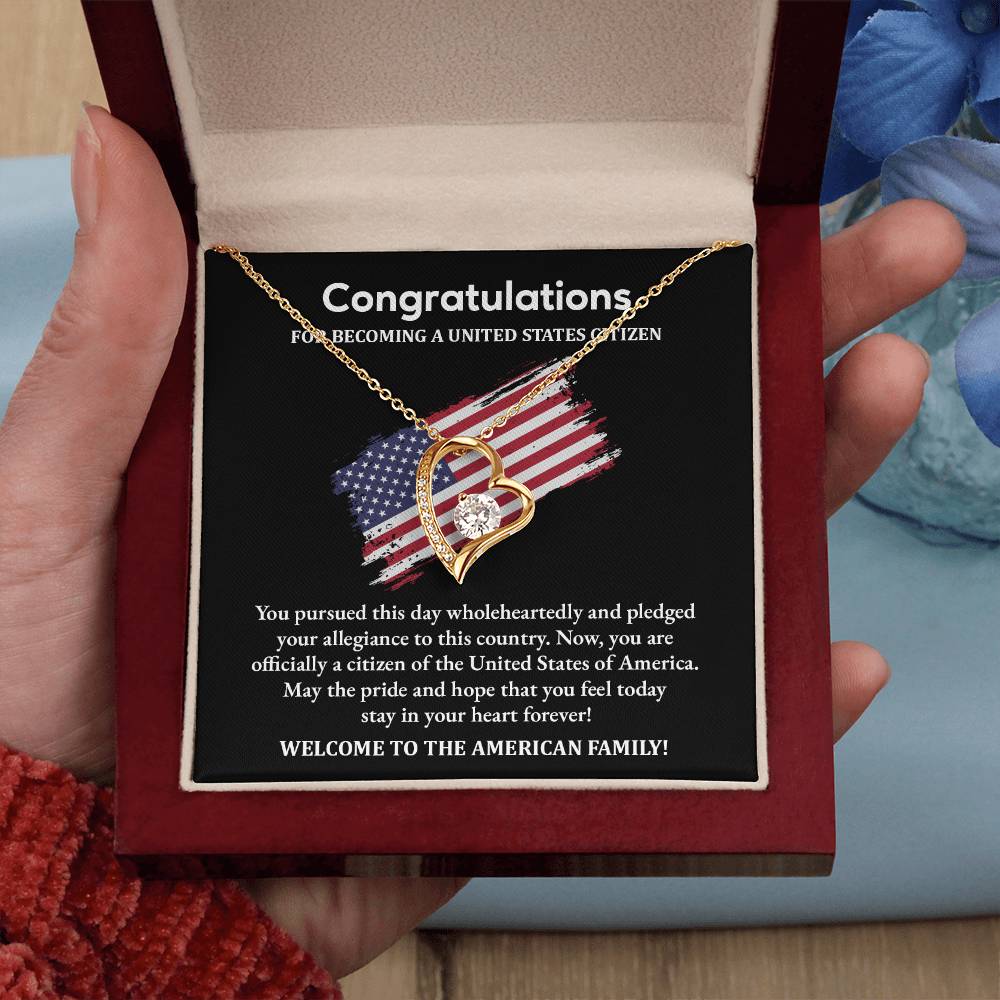 Congratulations Necklace For New U.s. Citizen Necklace For New U.s. Citizen Gift For U.s. Citizenship Success Necklace With Citizenship Message U.s. Citizenship Celebration Gift Jewelry For New U.s. Citizen Necklace For Citizenship Pledge