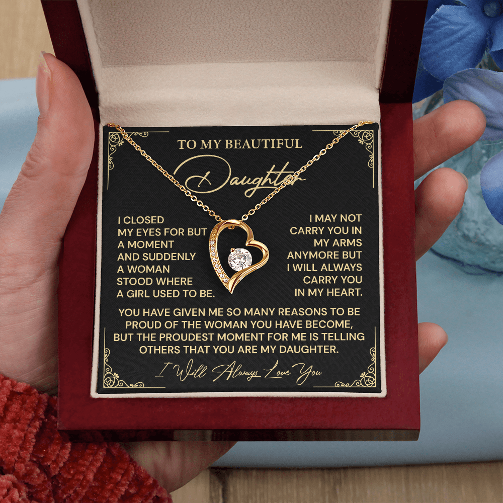Daughter Gift with Keepsake Heart Pendant From Proud Parent