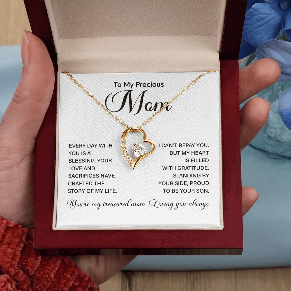 Mom Necklace from Son – Treasured Message of Gratitude and Love