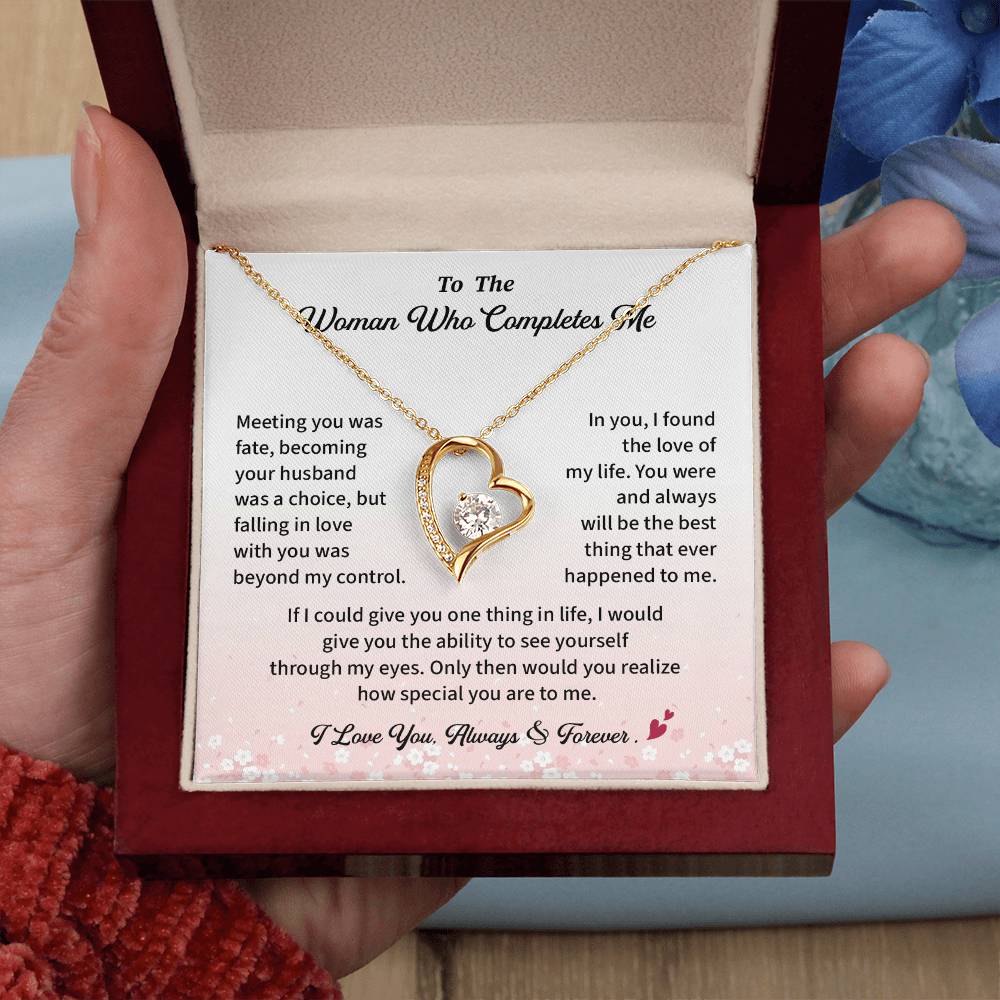 To The Woman Who Completes Me Necklace Gift From Your Husband