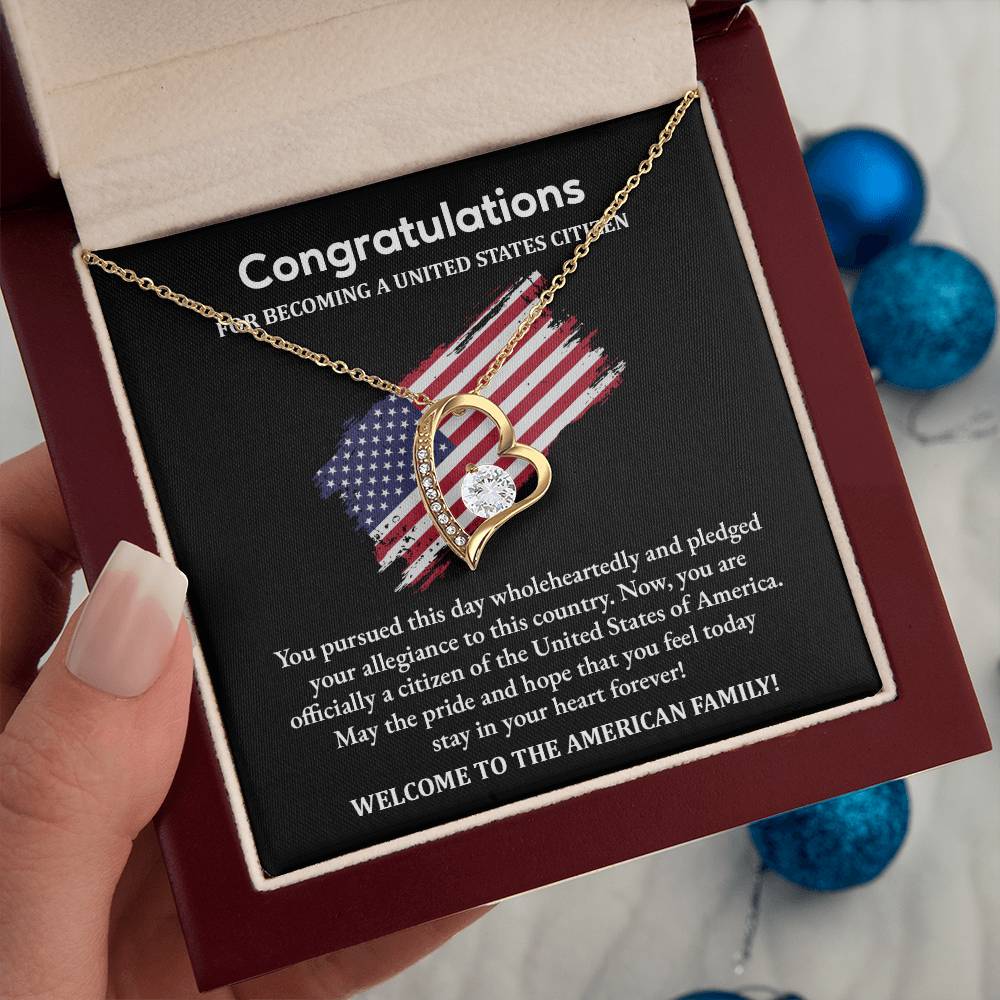 Congratulations Necklace For New U.s. Citizen Necklace For New U.s. Citizen Gift For U.s. Citizenship Success Necklace With Citizenship Message U.s. Citizenship Celebration Gift Jewelry For New U.s. Citizen Necklace For Citizenship Pledge