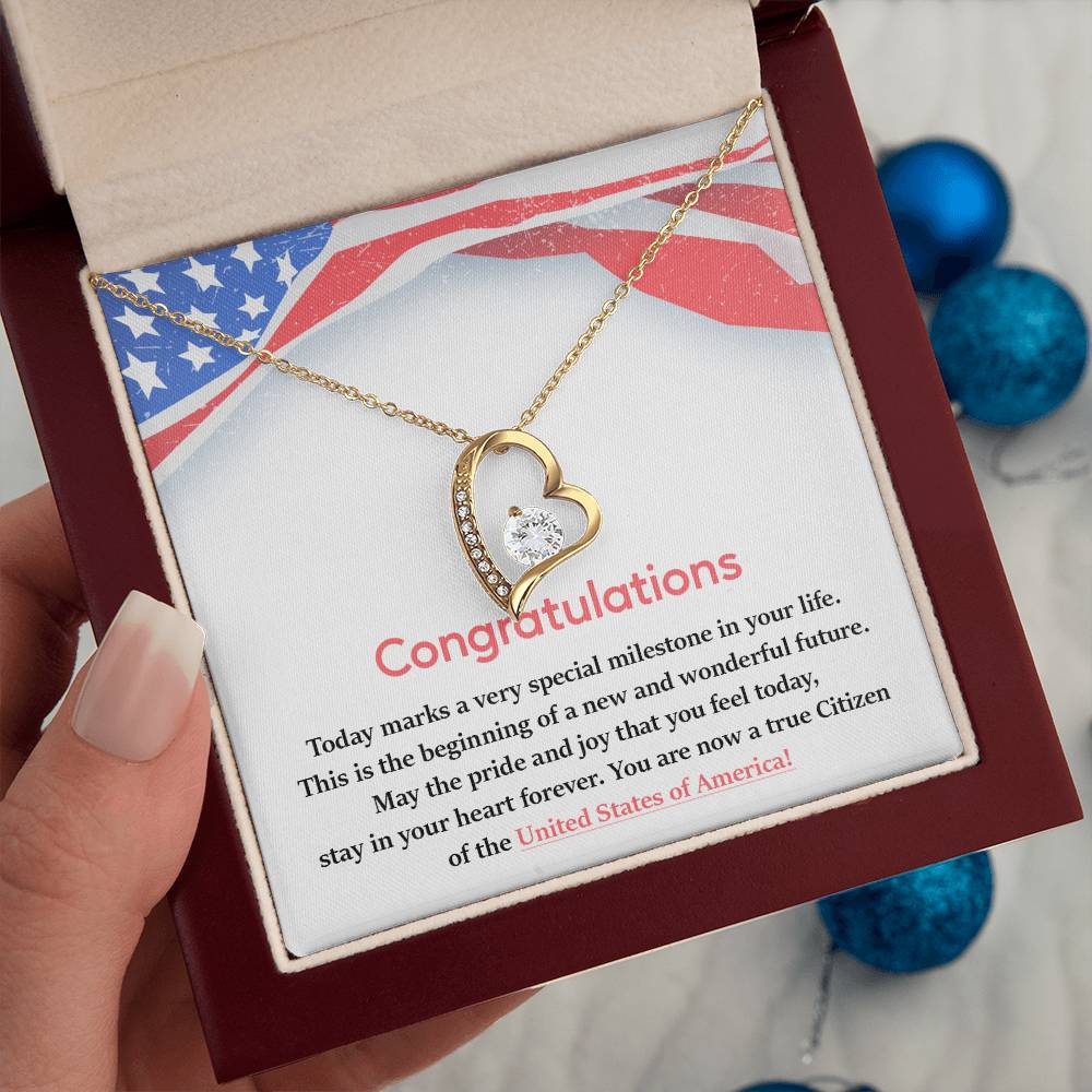 Congratulations Necklace For New U.s. Citizen Necklace For New U.s. Citizen Gift For New American Citizen Necklace With Citizenship Message Necklace For Official U.s. Citizen Gift For New U.s. Patriot Jewelry For New U.s. Citizen Jewelry For U.s.