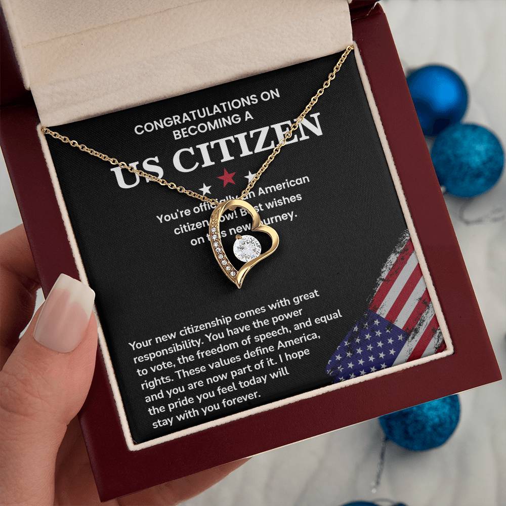 Congratulations Necklace For New U.s. Citizen Necklace For New U.s. Citizen Necklace With Citizenship Message Necklace For Official U.s. Citizen Necklace For New U.s. Patriot Jewelry For New U.s. Citizen Gift For U.s. Citizenship Ceremony