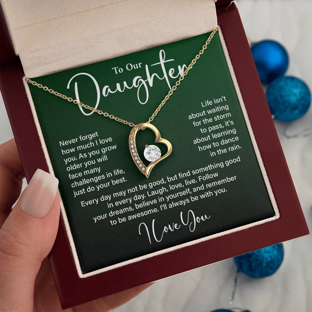 Daughter Gift from Mom and Dad – Love You Heart Necklace