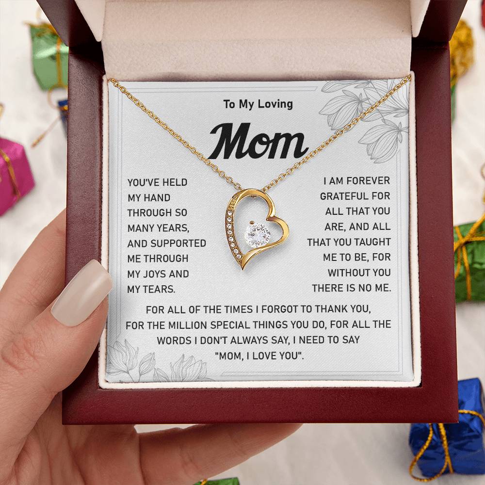 Heart Necklace Gift for Loving Mom from Daughter or Son