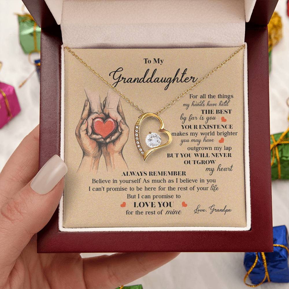 Granddaughter Necklace from Grandpa with Message Card