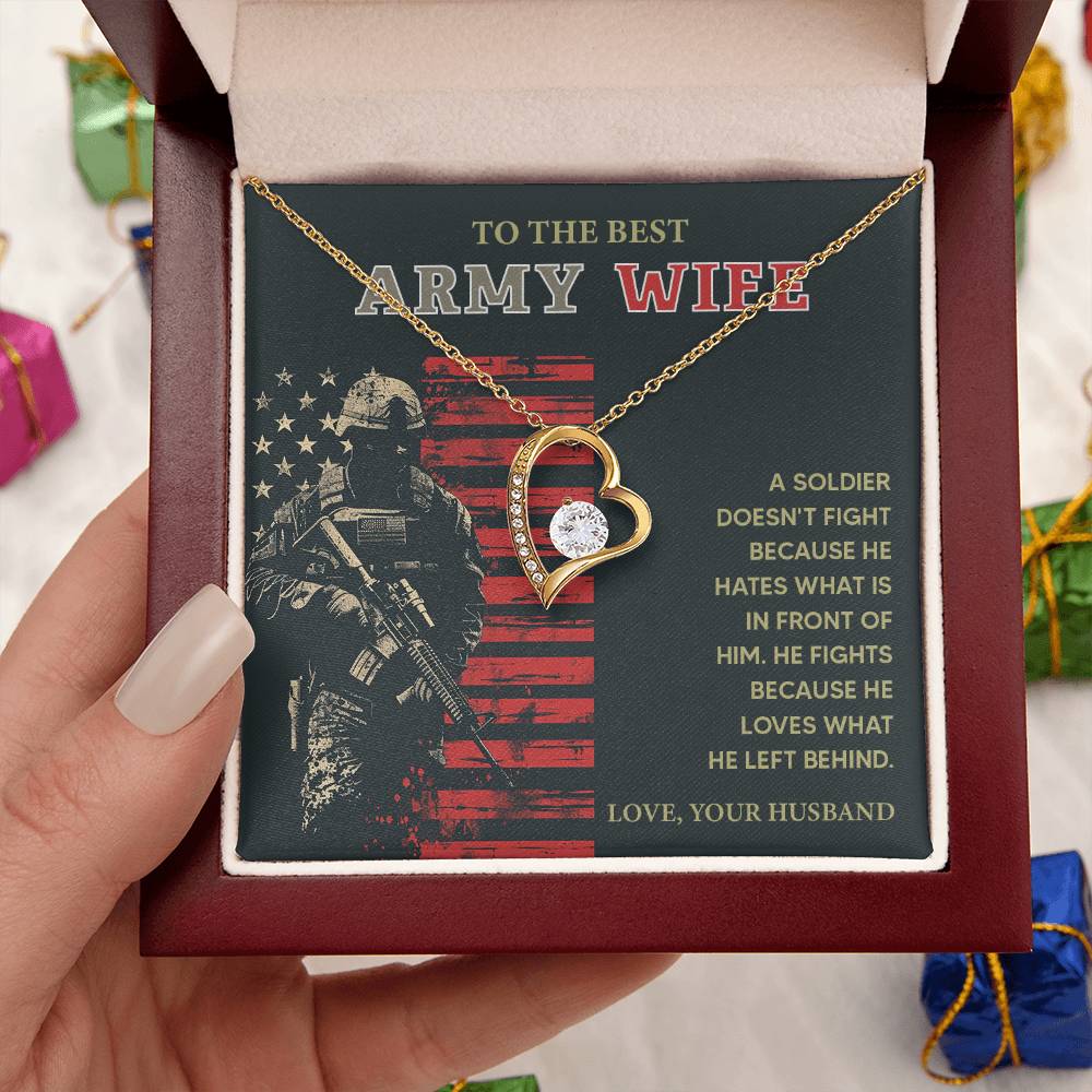 To the Best Army Wife  Best Army Wife Jewelry gift from husband Love and Support Necklace Emotional Support Jewelry Thank You Jewelry for Wives Unique Gift for Military Wives Romantic Gift for Army Wives My Beautiful Wife Jewelry Forever Together Necklace