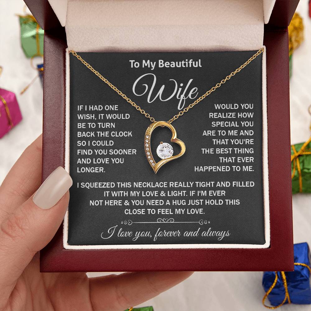 Gift for Wife from Husband Forever Love Heart Necklace with Message Card