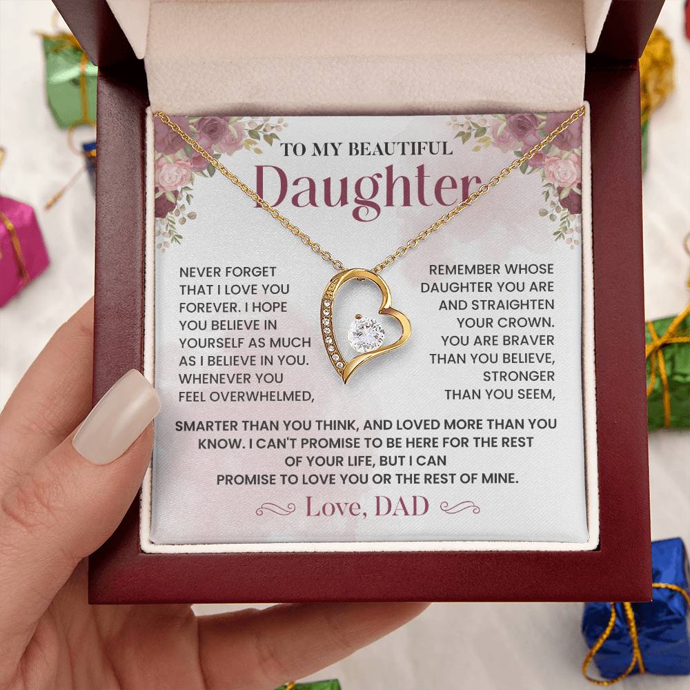 Daughter Necklace Gift from Dad – Crown Reminder Message