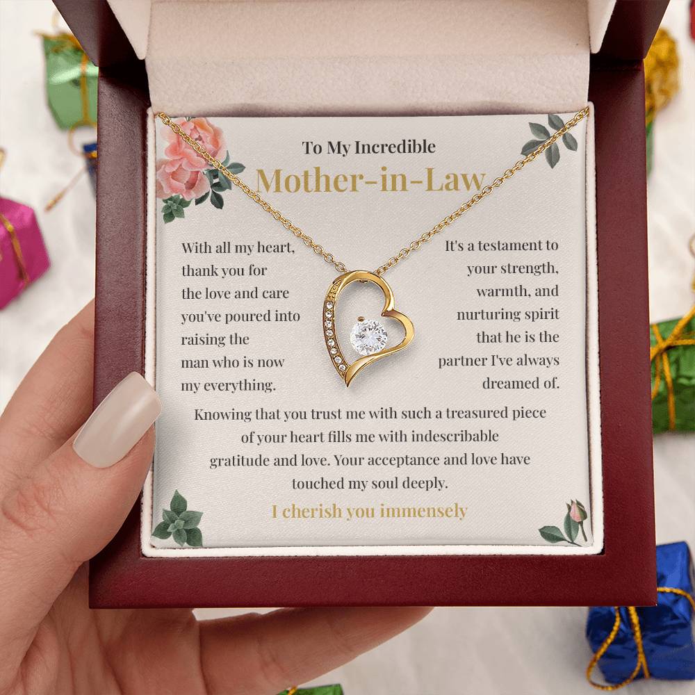 Mother-in-Law Gift from Bride with Heart Necklace
