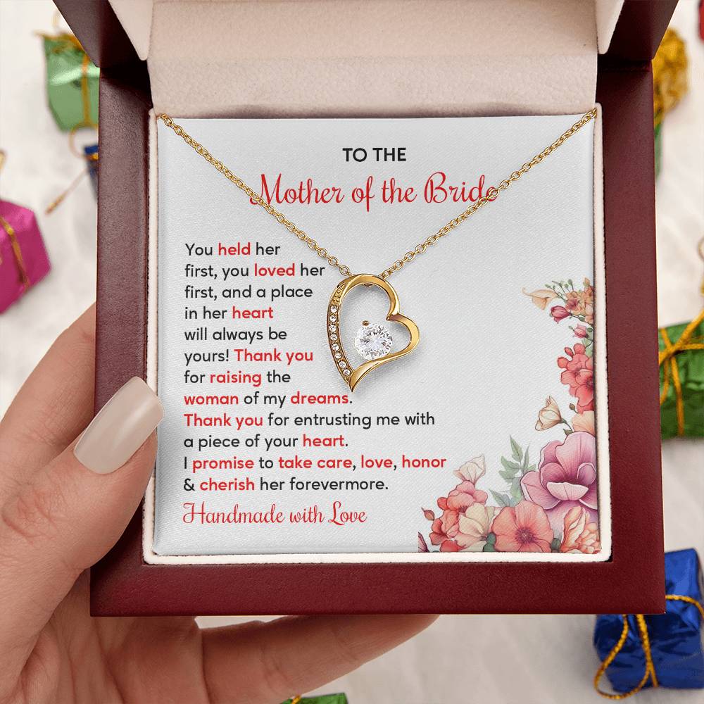 To The Mother Of The Bride, Heartfelt Necklace For Her Loving Jewelry For A Special Bond Thank You Gift For A Mother Sentimental Necklace For Love Appreciation Necklace For Her Beautiful Necklace Elegant Jewelry For Family Bond Thoughtful Necklace