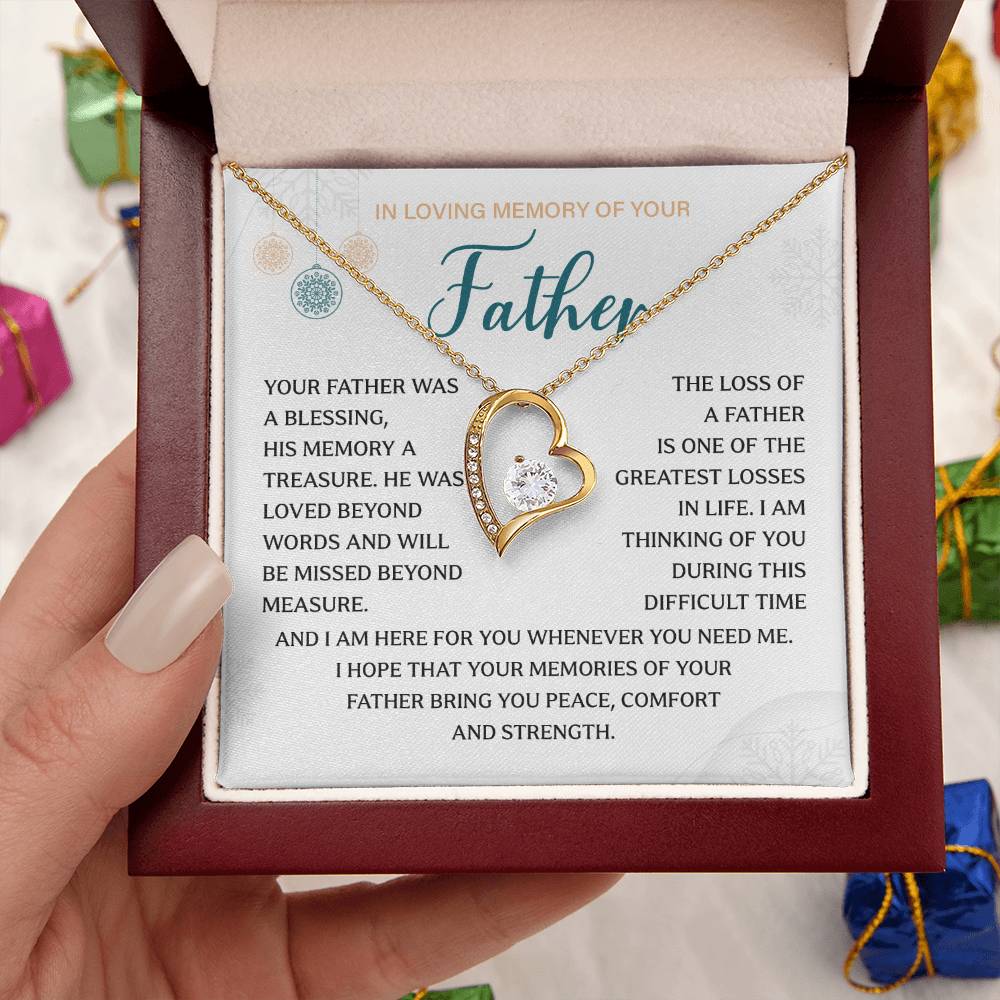 Sympathy Necklace Gift for Loss of Father with Message Card