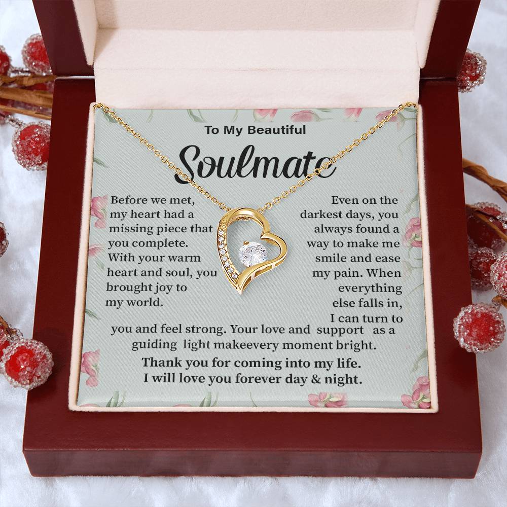 Soulmate Necklace Gift for Her – Romantic Message Card