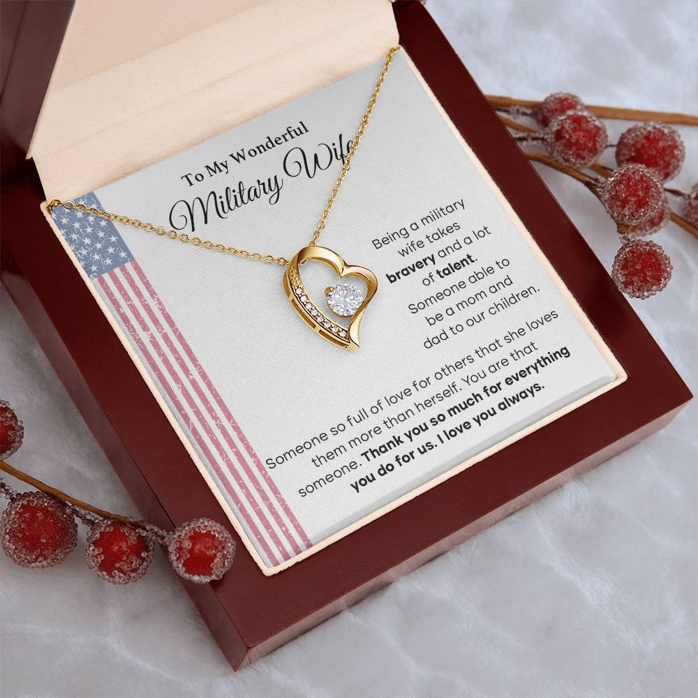 To My Wonderful Military Wife Heartfelt Jewelry Gift Military Wife Jewelry Supportive Necklace For Wives Bravery And Strength Jewelry Love And Appreciation Necklace Thank You Jewelry Gift Forever Loved Necklace Unique Jewelry For Wives