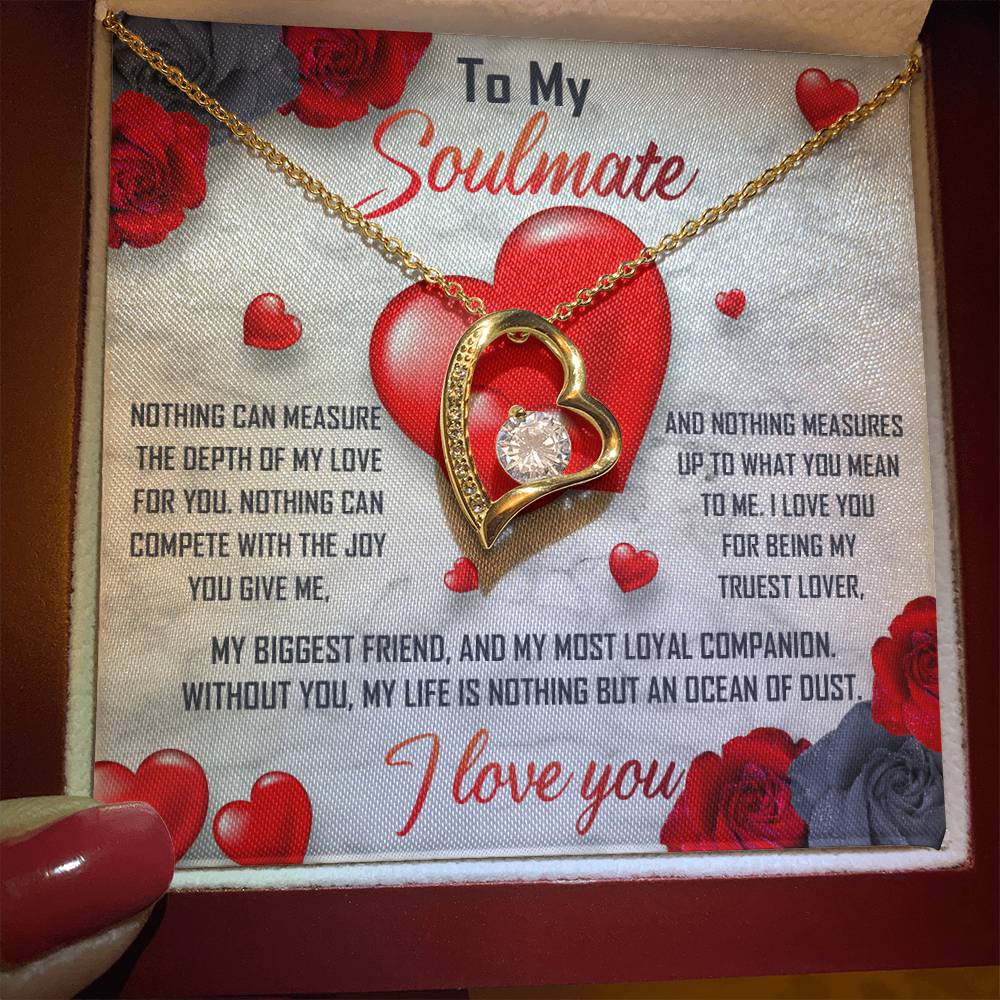 To My Soulmate Necklace Gift- Nothing Can Measure The Depth Of My Love For You, Valentine's Day Soulmate Jewelry With A Meaningful Message Card.