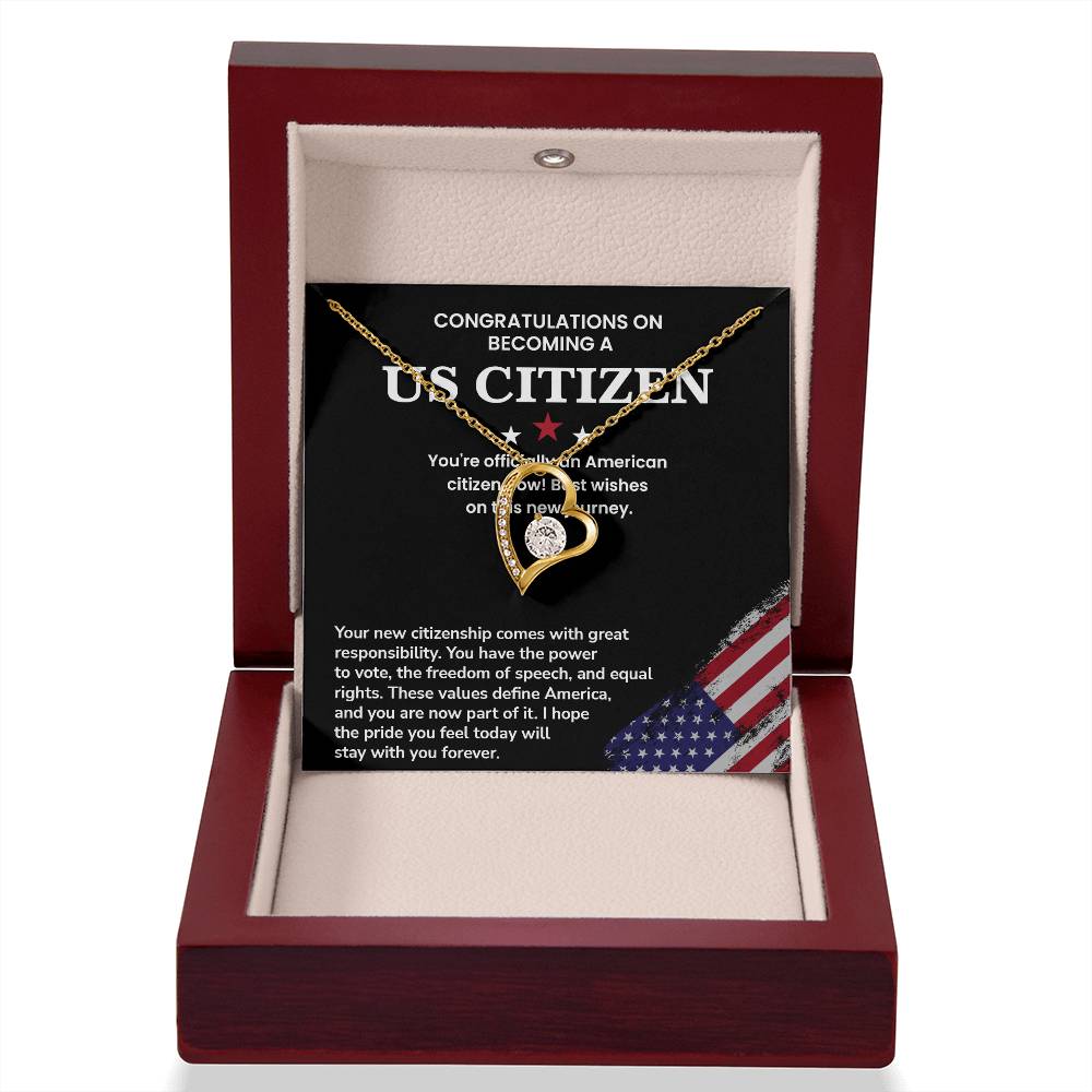 Congratulations Necklace For New U.s. Citizen Necklace For New U.s. Citizen Necklace With Citizenship Message Necklace For Official U.s. Citizen Necklace For New U.s. Patriot Jewelry For New U.s. Citizen Gift For U.s. Citizenship Ceremony